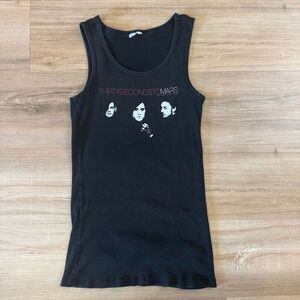 Vintage Y2K 30 Seconds To Mars Black Tank Top Size XS/Small Emo Revival Rock